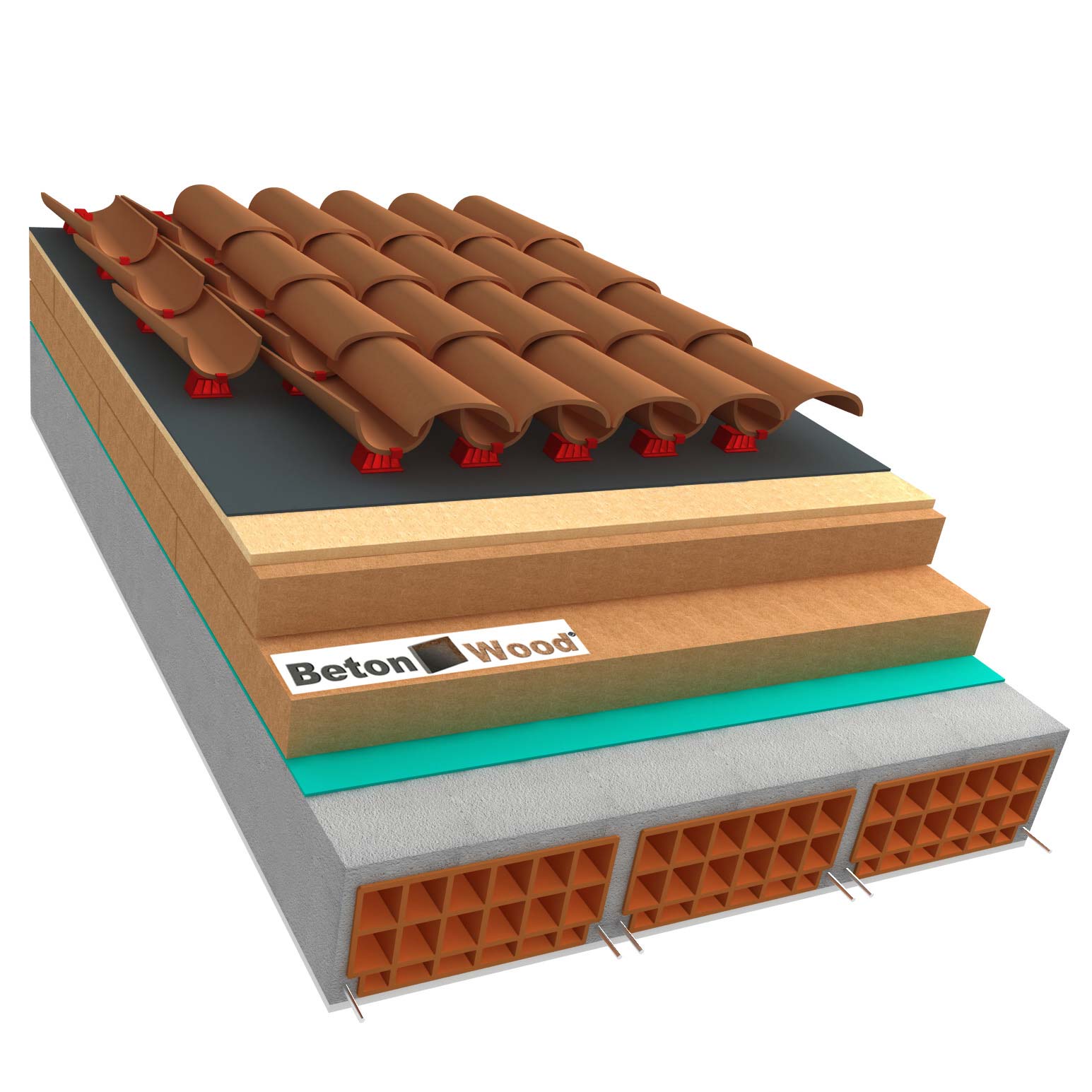 Tetto in fibra di legno Therm ed Isorel su calcestruzzo